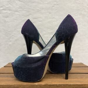 Bakers Y2K Iridescent Purple Platform Stiletto Peep Toe Heels Women’s Size 8